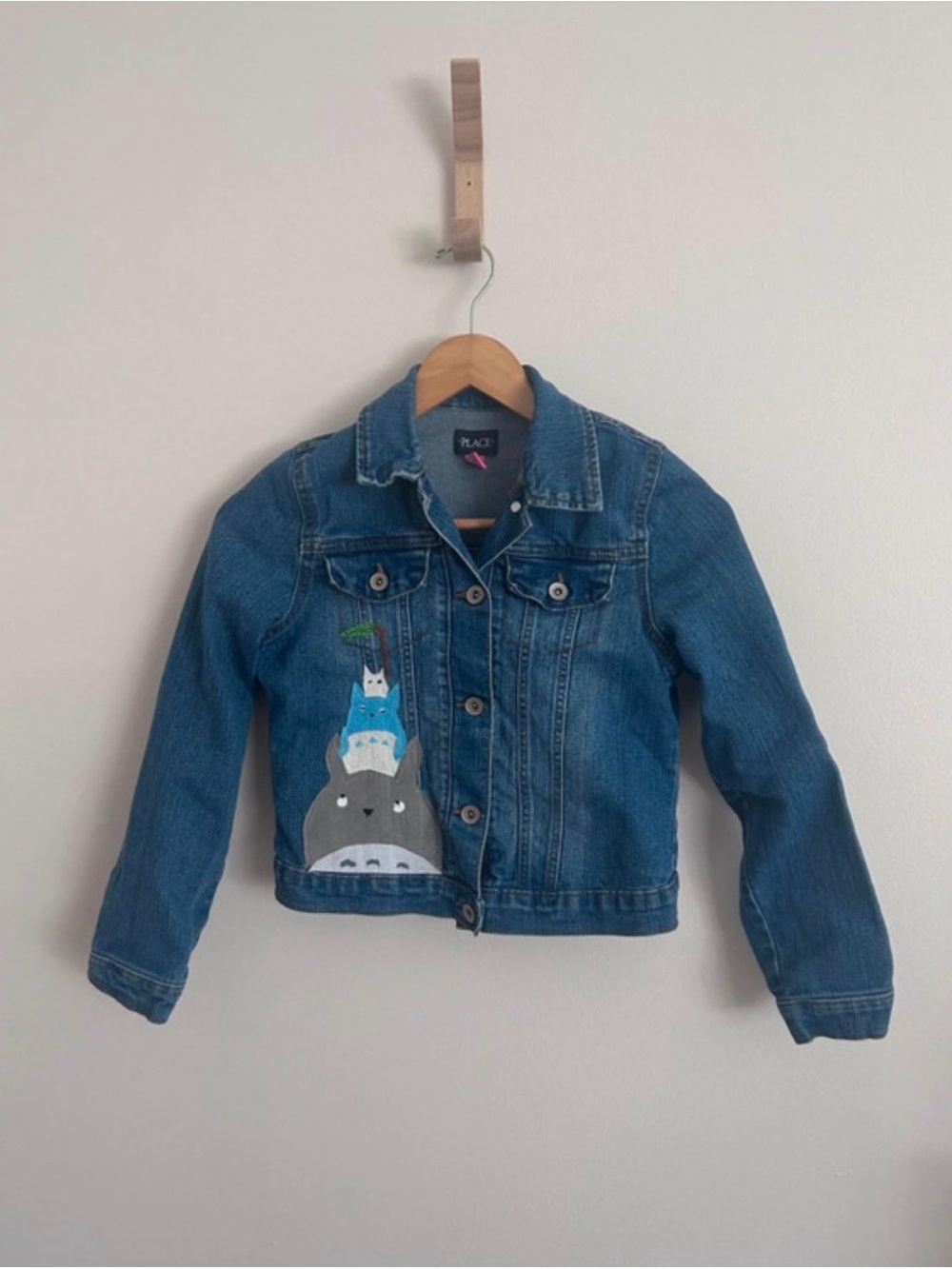 Place Blue Denim Kids Jacket with Cute Character Patch